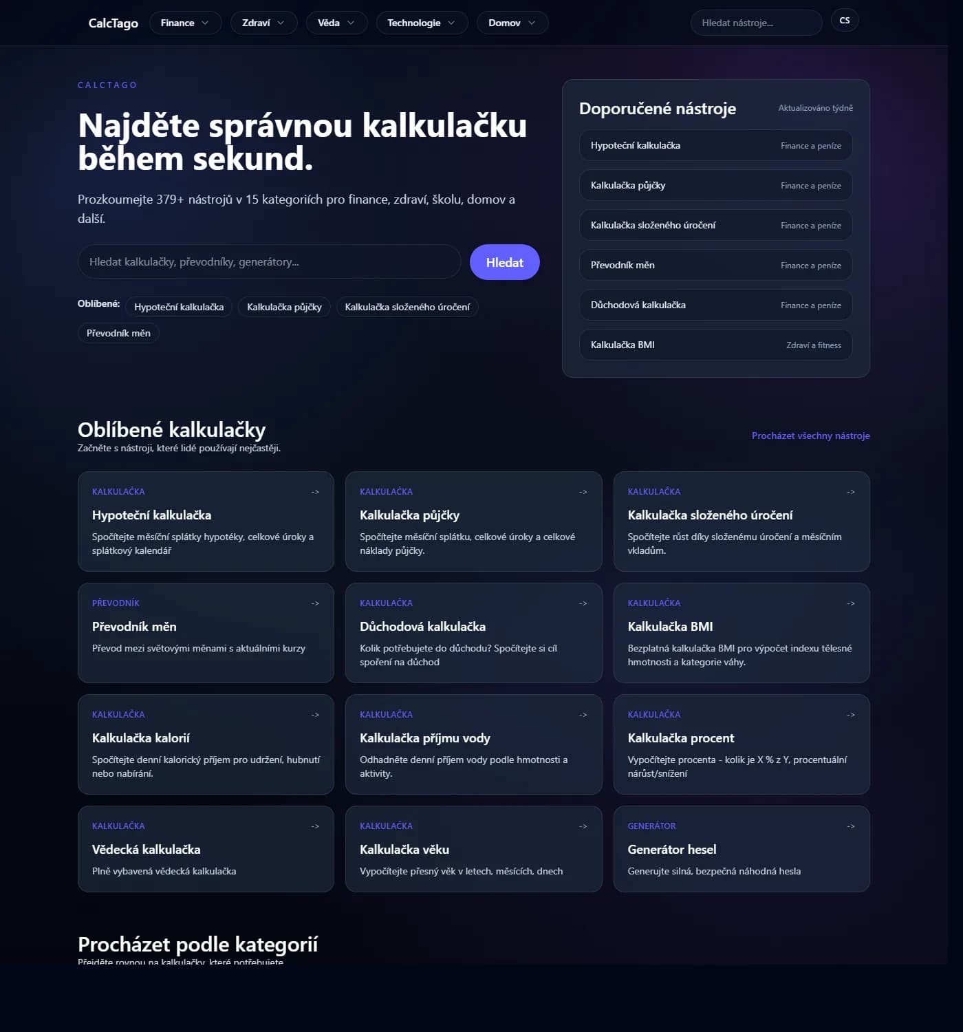 CalcTago.com - ukazka projektu