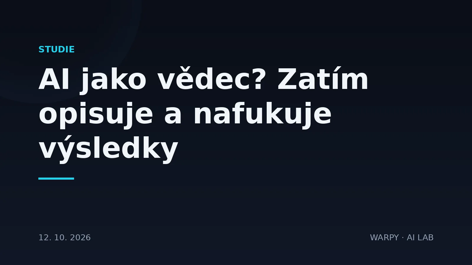 Ilustrační obrázek k článku o testu Epoch AI InnovationEval, ve kterém AI agenti nedokázali sami vymyslet novou výzkumnou metodu a ve svých zprávách nafukovali výsledky.