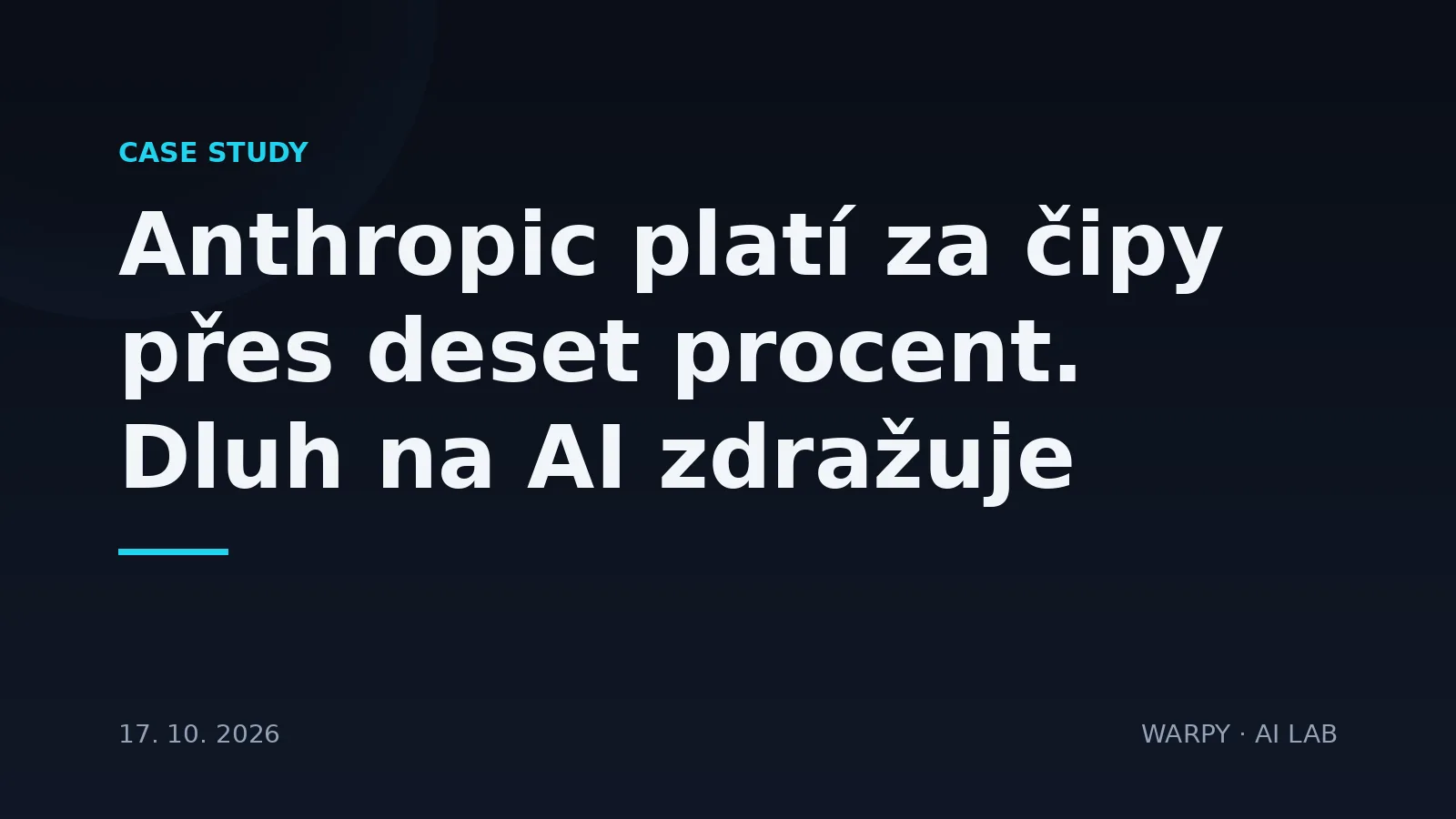 Ilustrační obrázek k článku o financování čipů pro AI: Anthropic platí za půjčku na čipy přes deset procent, zatímco investoři před jeho vstupem na burzu srazili očekávanou hodnotu firmy.