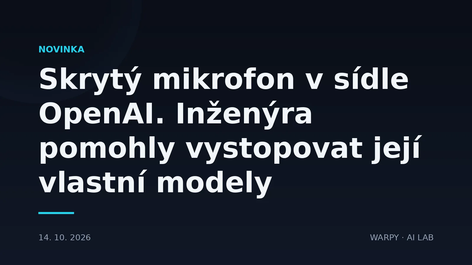 Ilustrační obrázek k článku o případu OpenAI, kde inženýr firmy ukryl skryté nahrávací zařízení v zasedací místnosti vedení a firma ho vystopovala pomocí vlastních AI modelů.