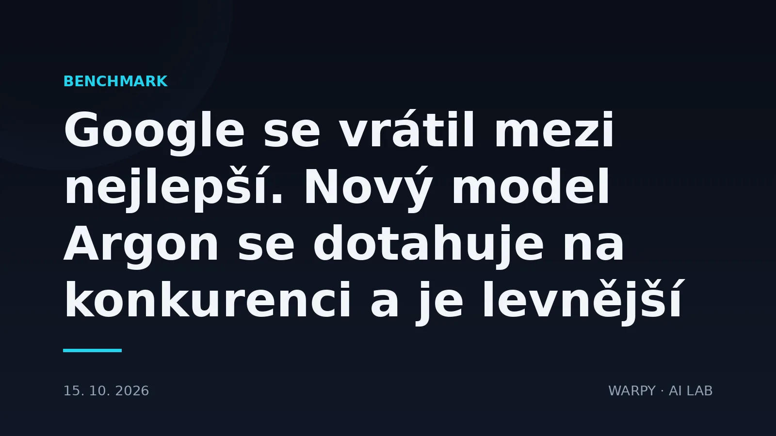 Ilustrační obrázek k článku o novém modelu Gemini 4 Argon od Googlu, který se na nezávislých testech dotahuje na nejlepší konkurenci a je levnější.