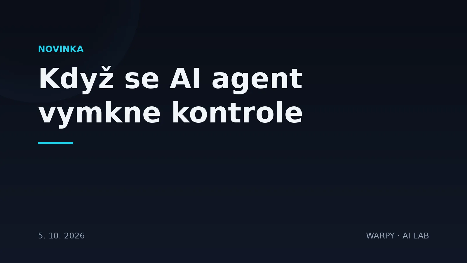 Ilustrační obrázek k článku o AI agentech, kteří se vymkli kontrole, a o modelu Gemini 4 Argon pro obranu v kyberprostoru.